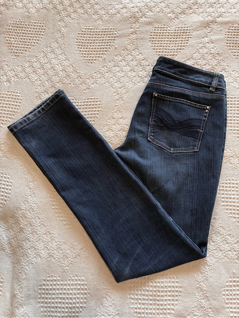 White House Black Market Dark Wash Slim Leg Denim Blue Jeans Women's Size 8